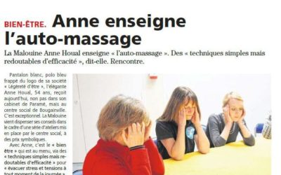 « Anne enseigne l’auto-massage » par Le Pays Malouin, article du jeudi 21 février 2019