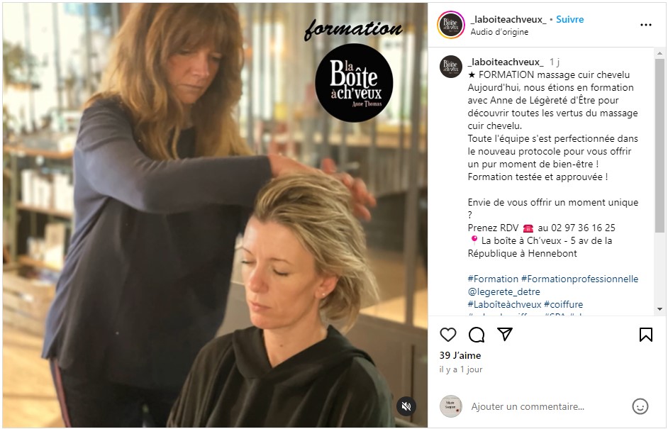 Retour en image sur la formation animée pour La Boite A Ch'Veux, salon de coiffure à Hennebont 